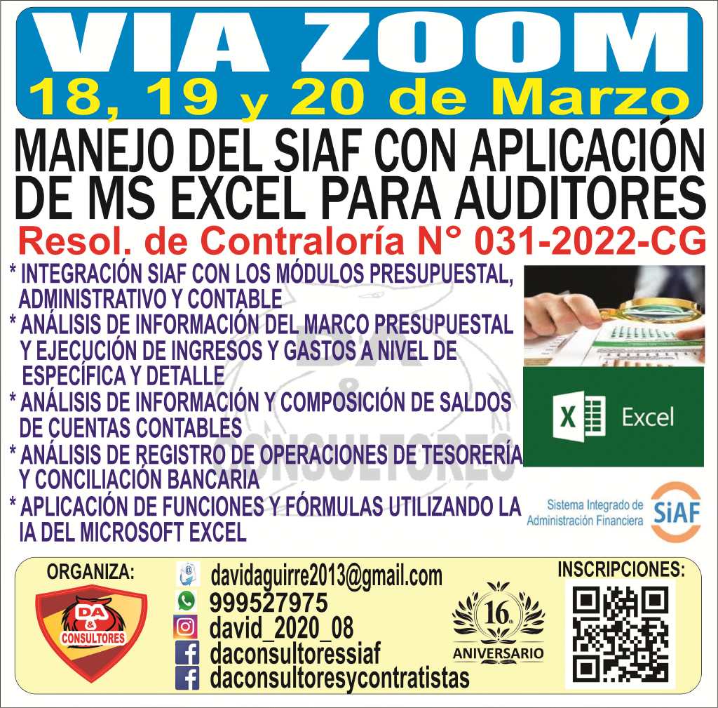 MANEJO DEL SIAF CON APLICACIÓN DEL MICROSOFT EXCEL, PARA AUDITORES